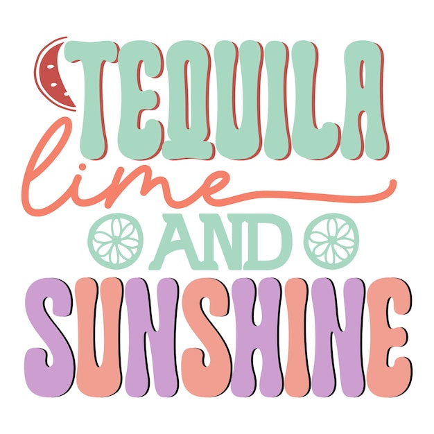 Vettore tequila lime e sole retro svg