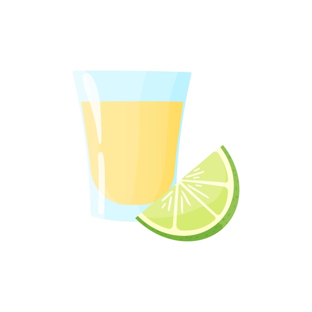 Tequila shot with lime Vector illustration