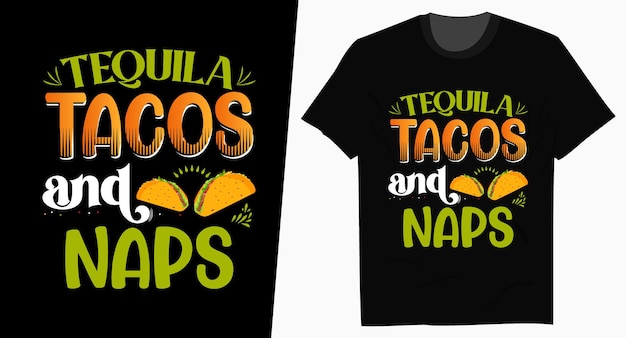 Дизайн футболки с типографикой Tequila tacos