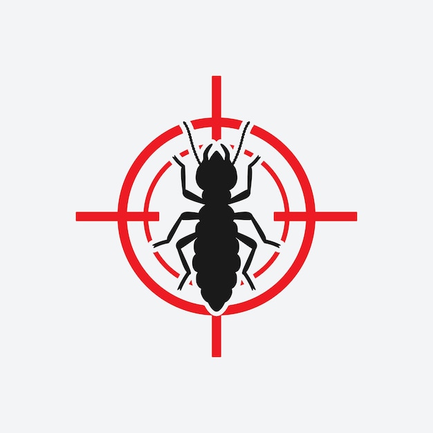 Termite icon red target Insect pest control sign