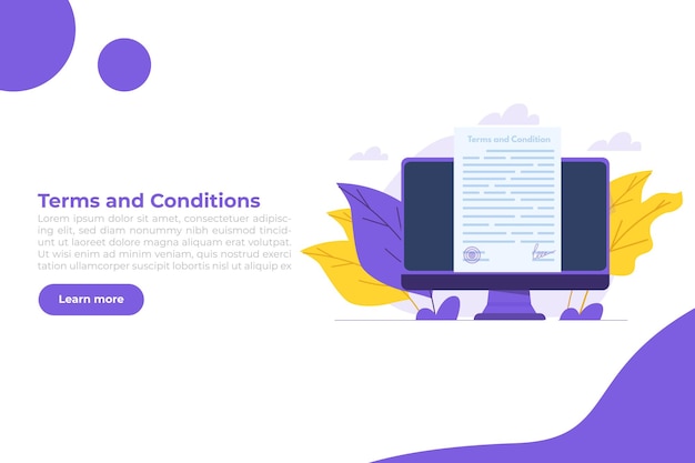 Terms And Conditions concept Document paper contract Vector illustration in flat style