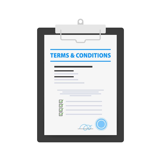 Documento di termini e condizioni accordi legali tra un fornitore di servizi e una persona che lo desidera