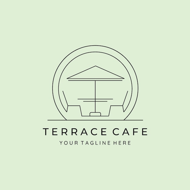 Terrace cafe balcony logo line art vector symbol illustration design