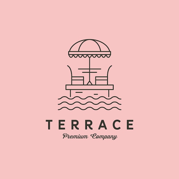 Terrace cafe line logo vector symbol minimalist illustration design