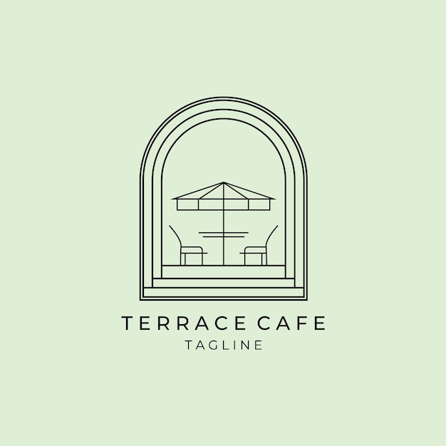 Terrace cafes icon line art vector minimalist illustration design