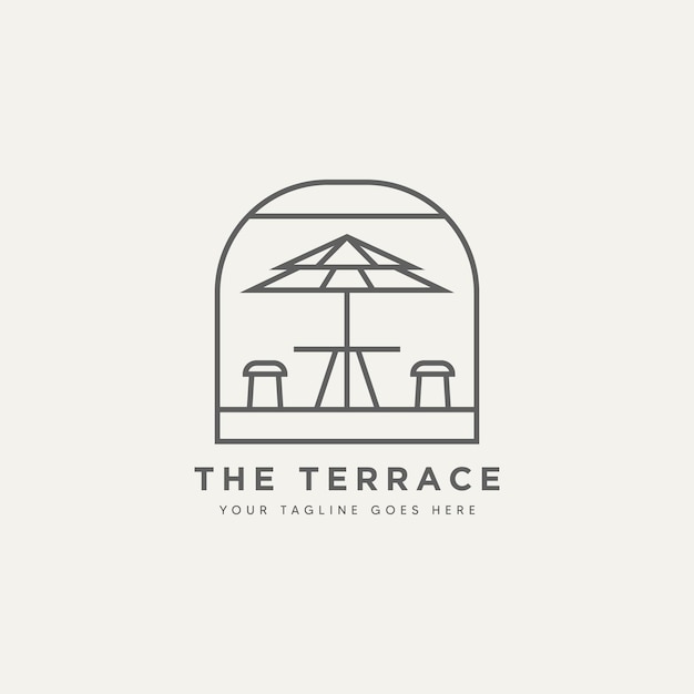 the terrace coffee minimalist line art badge logo template vector illustration design