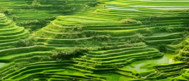 Terraced plantation poster chinese rice fields tea plantations brochure booklet one page conceptual