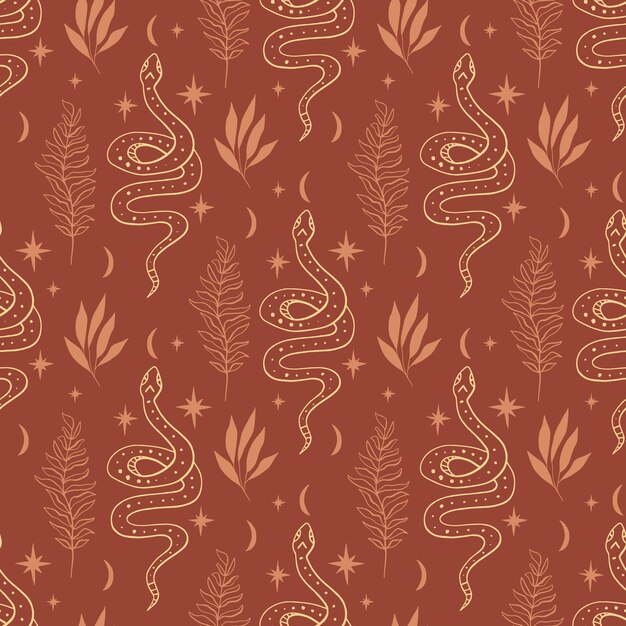 Terracotta snakes boho seamless pattern vector