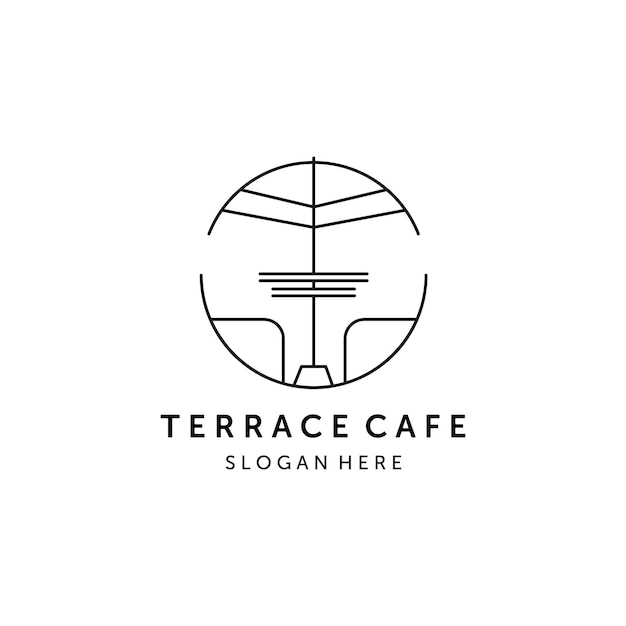 Terras café lijn kunst logo vector illustratie sjabloonontwerp