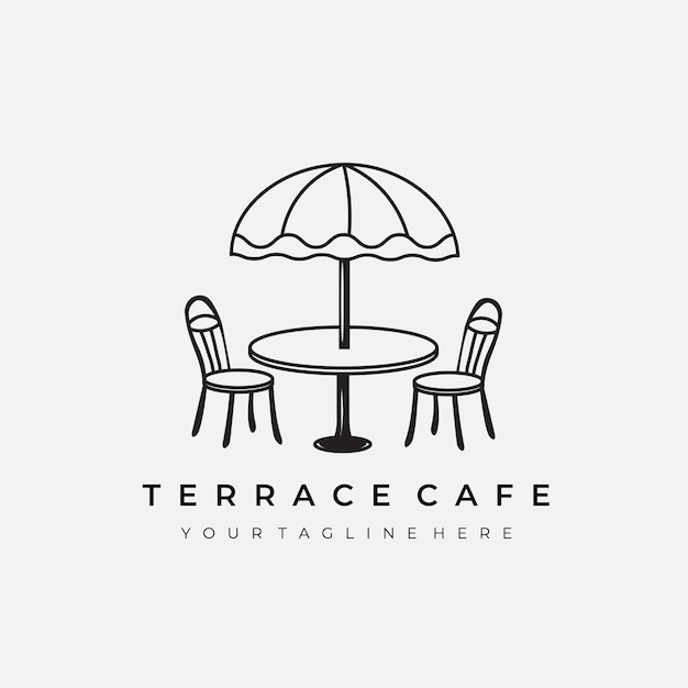 terras café logo lijntekeningen vector illustratie ontwerp creatief natuur minimalistisch monoline overzicht