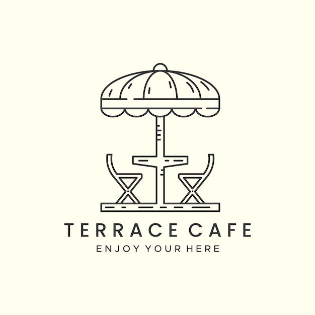 Terras café minimalistische lijn kunst logo pictogram illustratie sjabloon vector ontwerp bar café lijn kunst logo