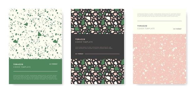 Terrazzo abstract cover page templates Universal abstract layouts Applicable for notebooks planners brochures books catalogs