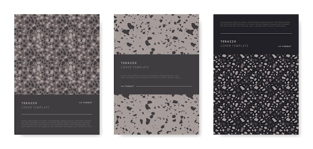 Vector terrazzo abstract cover page templates universal abstract layouts applicable for notebooks planners brochures books catalogs