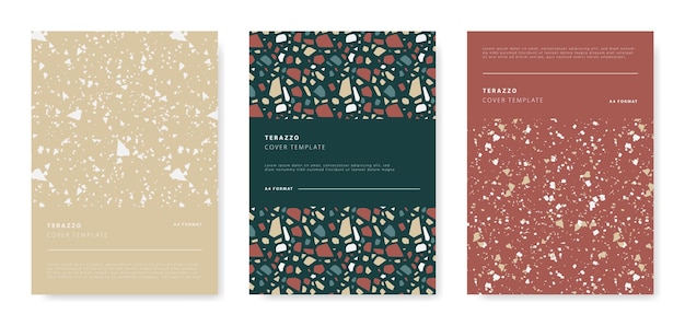 Terrazzo abstracte voorbladsjablonen Universele abstracte lay-outs Toepasbaar voor notebooks planners brochures boeken catalogi