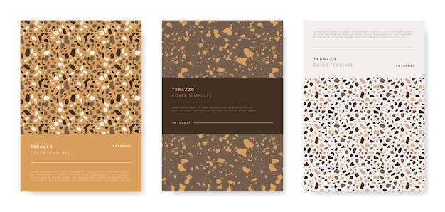 Vector terrazzo abstracte voorbladsjablonen universele abstracte lay-outs toepasbaar voor notebooks planners brochures boeken catalogi