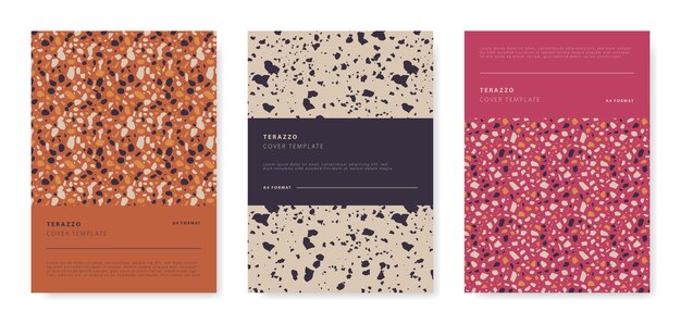 Terrazzo abstracte voorbladsjablonen Universele abstracte lay-outs Toepasbaar voor notebooks planners brochures boeken catalogi