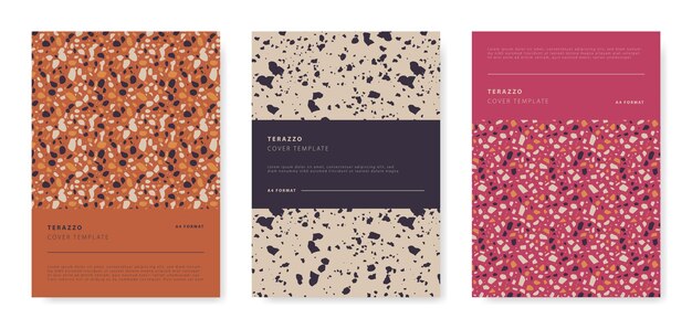 Vector terrazzo abstracte voorbladsjablonen universele abstracte lay-outs toepasbaar voor notebooks planners brochures boeken catalogi