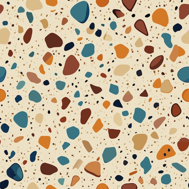 Vettore terrazzo pavimentazione vettoriale modello senza cuciture tessuto mosaico italiano terrazzo stampa senza cucite terrazzo