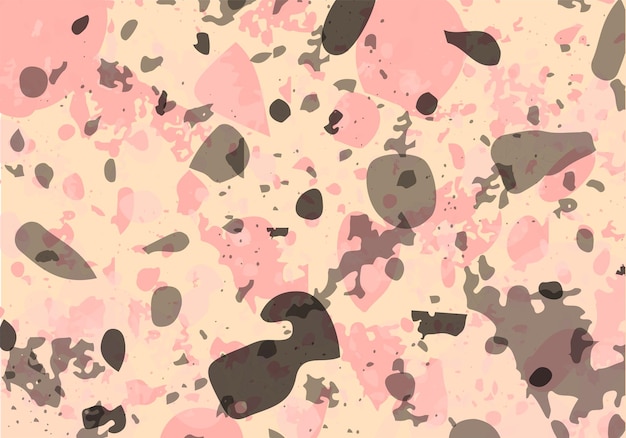 Terrazzo 현대 추상 템플릿입니다. 고전적인 이탈리아 바닥의 분홍색과 회색 질감. 돌, 화강암, 석영, 대리석, 콘크리트로 만든 배경. 베네치아 테라조 유행 벡터 배경