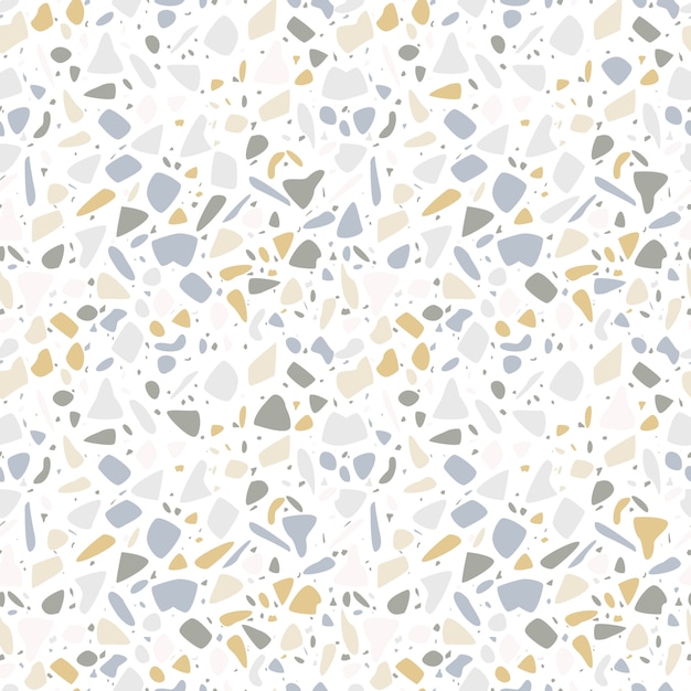 Terrazzo seamless pattern design with hand drawn rocks.