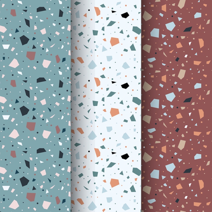 Vector terrazzo seamless pattern set
