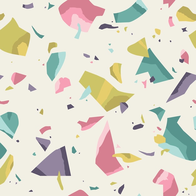 Terrazzo seamless pattern vector background with granite texture in pastel colors