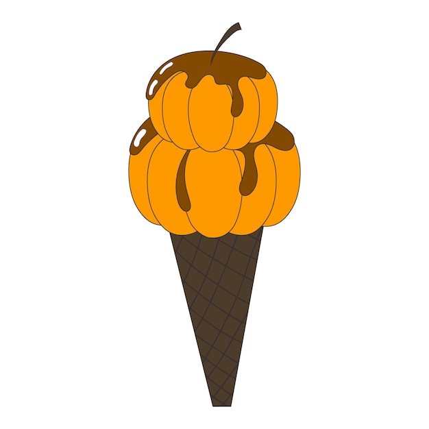 Terrible pumpkin ice cream with chocolate scary dessert for Halloween