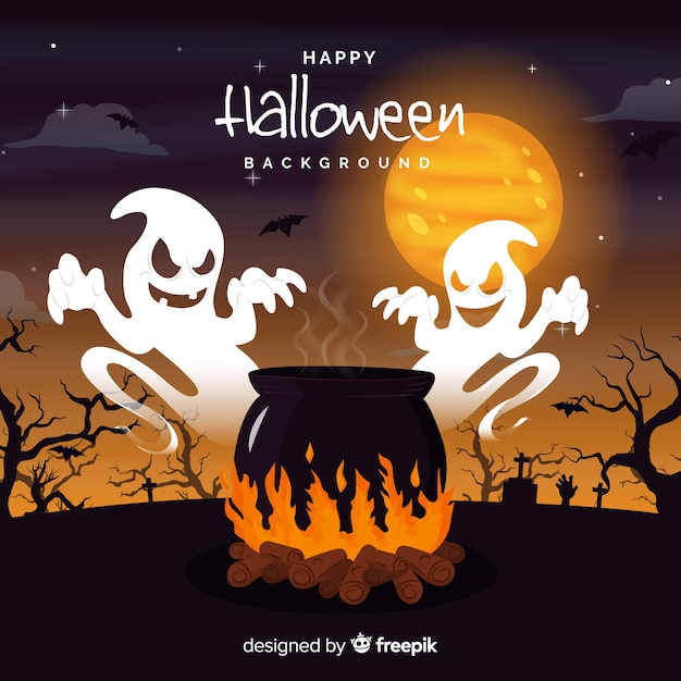 Fantastico sfondo di halloween con design piatto