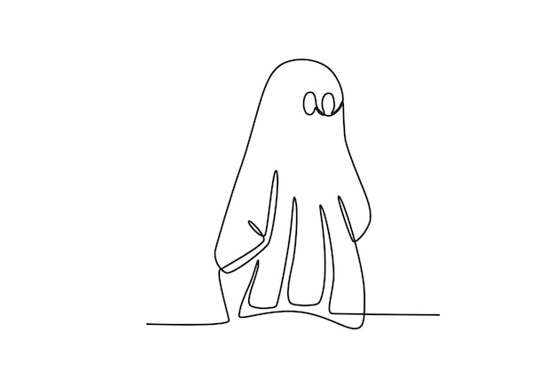 Vector a terrifying evil spirit ghost oneline drawing