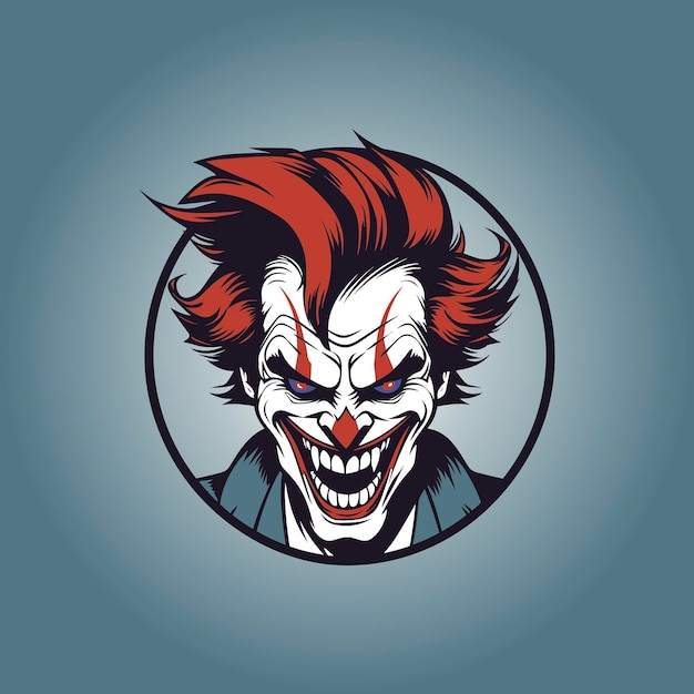 Vector terrifying joker of horror and fear