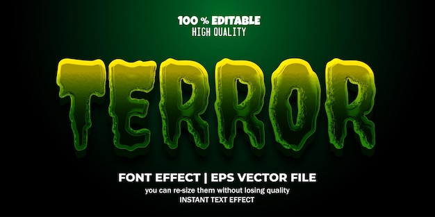 Vector terror 3d editable text effect