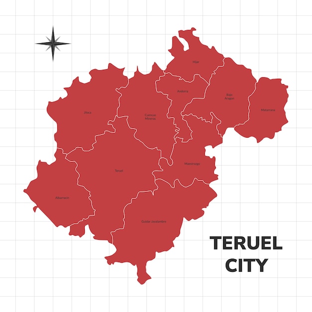 Vector teruel city map illustration map of the city in spain