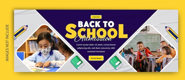 Terug naar school advertenties omslag sjabloon ontwerp