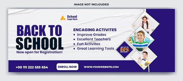 Terug naar school advertenties promotie omslag sjabloon ontwerp
