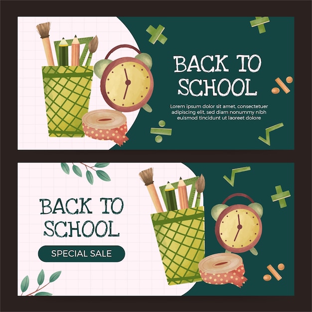 Vector terug naar school banner ontwerp