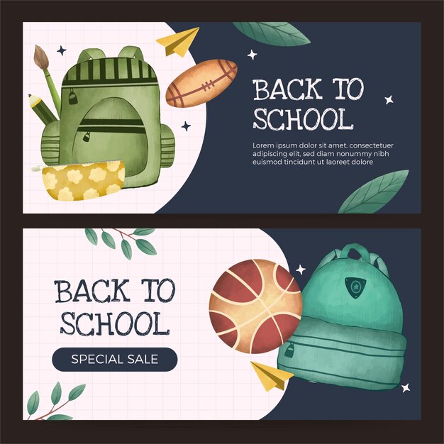 Vector terug naar school banner ontwerp