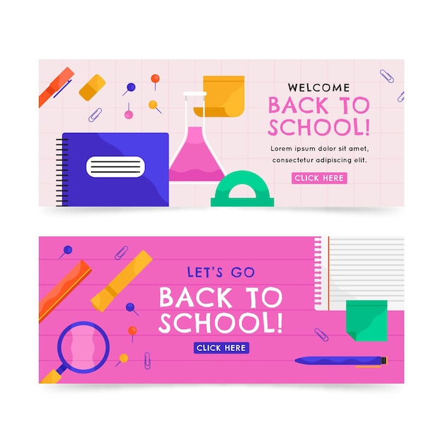 Terug naar school banners set