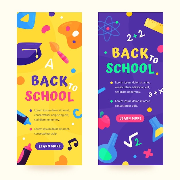 Terug naar school banners set