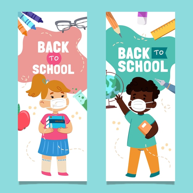 Terug naar school banners set