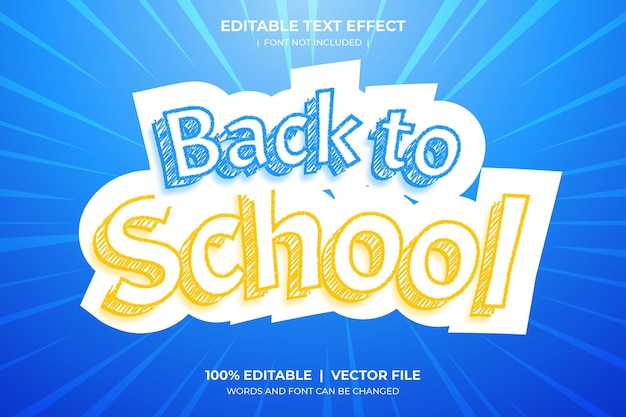 Vector terug naar school bewerkbare teksteffectstijl