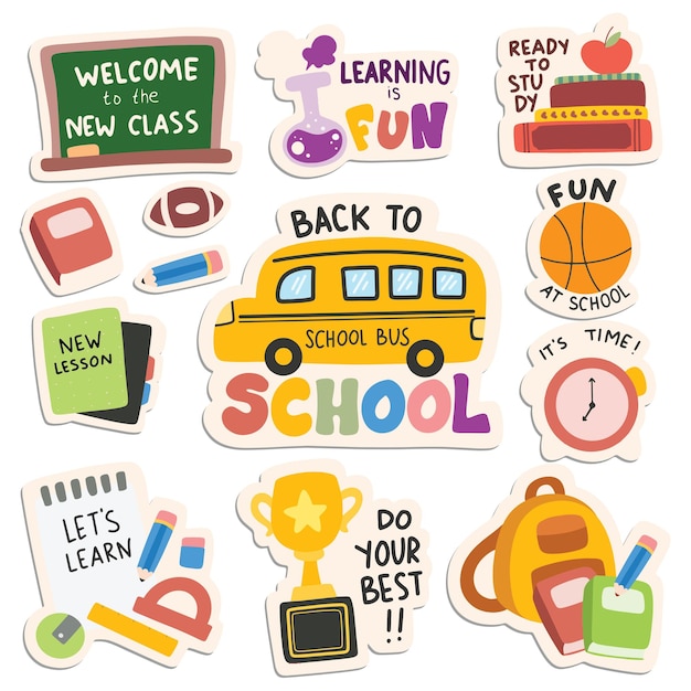 Terug naar school concept sticker vector