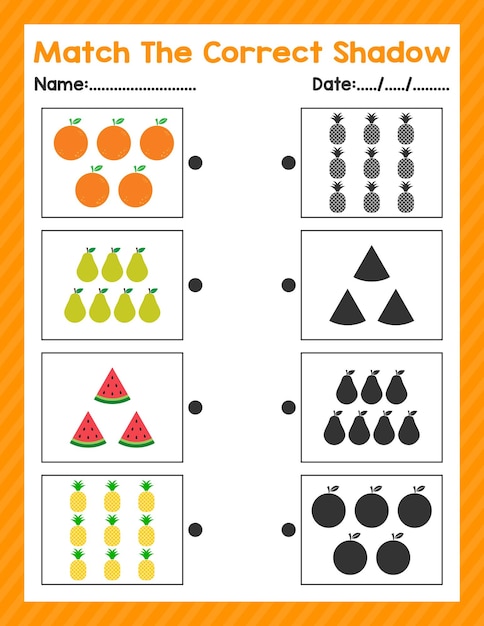 Terug naar school match dezelfde schaduw begin wiskunde werkblad voor kleuters activiteitenblad pre k