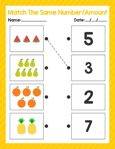 Terug naar school match hetzelfde nummer begin wiskunde werkblad voor kleuters activiteitenblad pre k