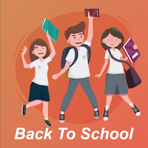 Terug naar school met gelukkige kinderen