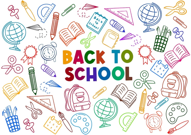 Vector terug naar school naadloos doodle patroon met de hand getekende achtergrond met schoolbenodigdheden