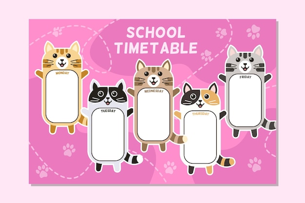 Terug naar school roostersjabloon cute cat theme