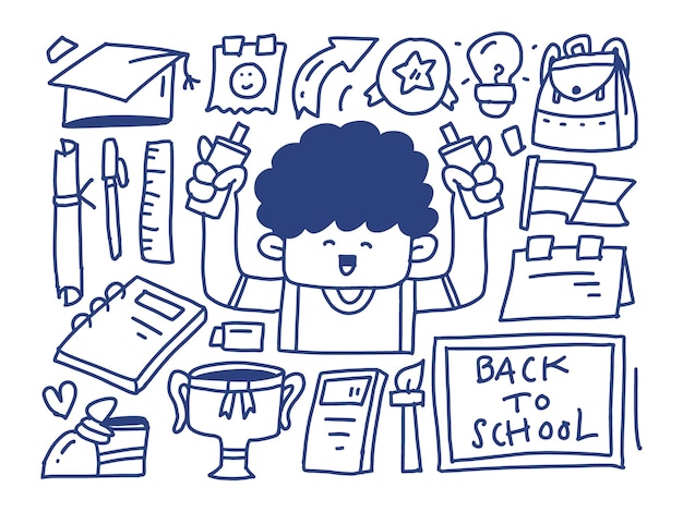 terug naar school schattig cartoon doodle ontwerp