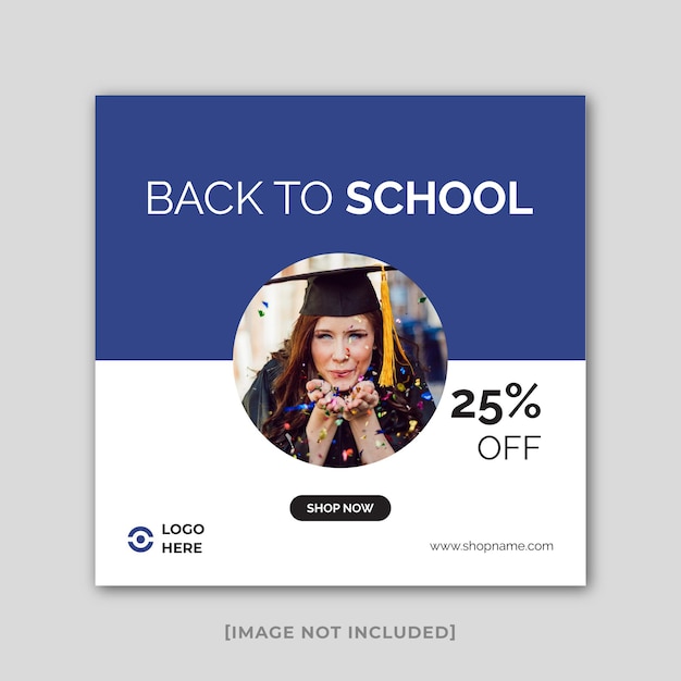 Terug naar school social media postsjabloon webbanner Premium Vector