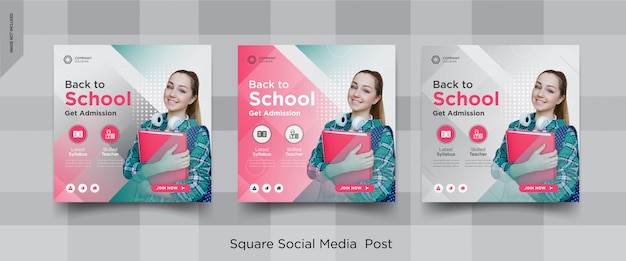 Terug naar school sociale media post-sjablonen ontwerpen