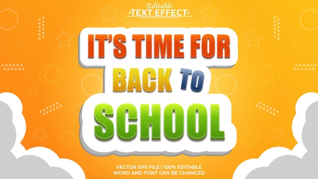 Vector terug naar school tekst effect